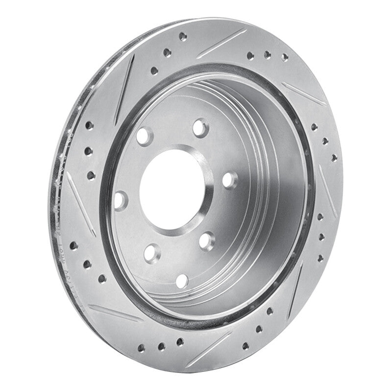 R1 Concepts R1 05-25 Nissan Frontier Rear Right Drilled & Slotted Silver Brake Rotor
