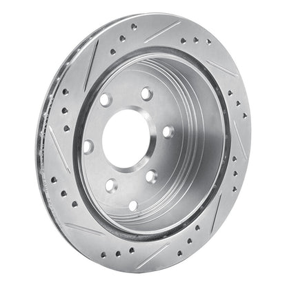 R1 Concepts R1 05-25 Nissan Frontier Rear Right Drilled & Slotted Silver Brake Rotor