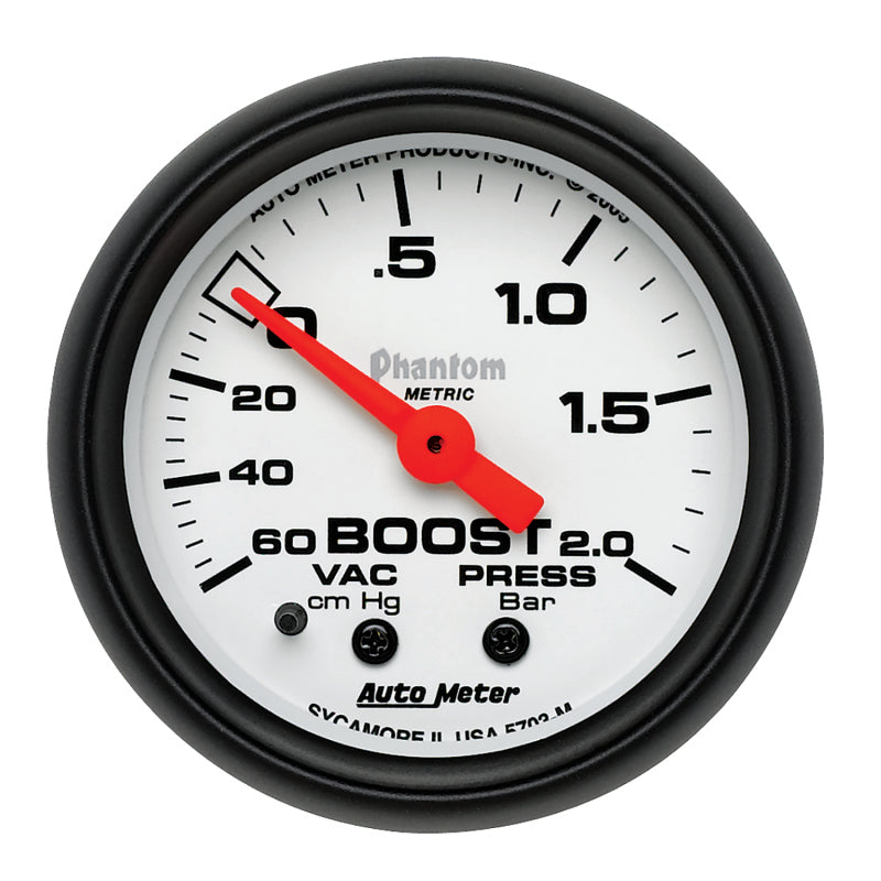 Autometer Phantom 2-1/16in 60CM/HG - 2.0 Bar - Mechanical Gauge