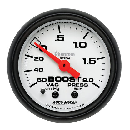 Autometer Phantom 2-1/16in 60CM/HG - 2.0 Bar - Mechanical Gauge