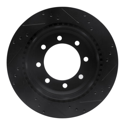 R1 Concepts R1 08-25 Ford E-150 Rear Left Drilled & Slotted Black Brake Rotor
