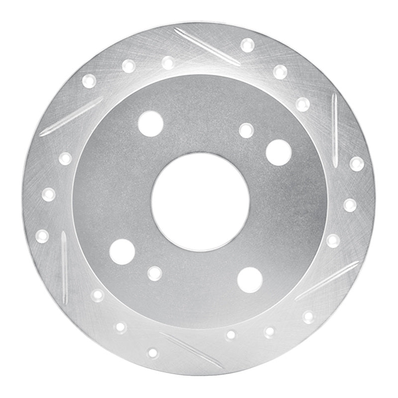 R1 Concepts R1 85-87 Toyota Corolla (US/Canada) Rear Right Drilled & Slotted Silver Brake Rotor