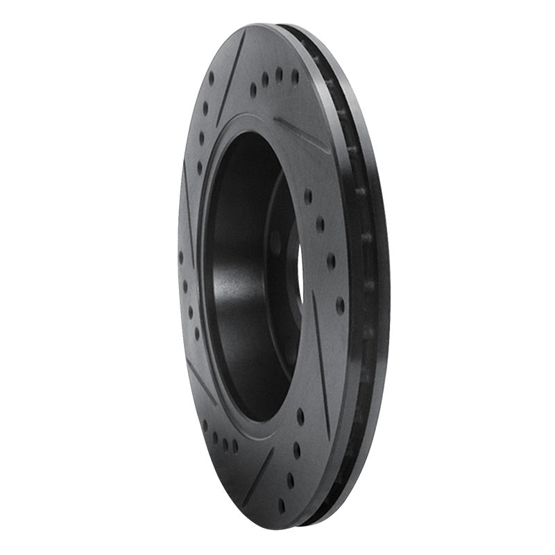 R1 Concepts R1 85-91 Audi 200 Quattro Rear Right Drilled & Slotted Black Brake Rotor