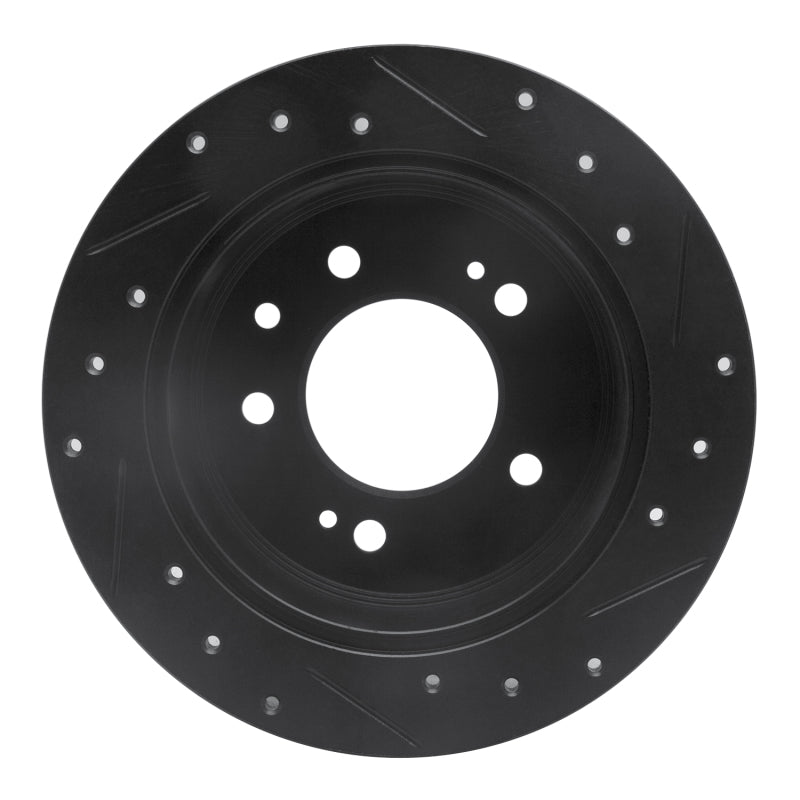 R1 Concepts R1 07-10 Hyundai Elantra Rear Left Drilled & Slotted Black Brake Rotor