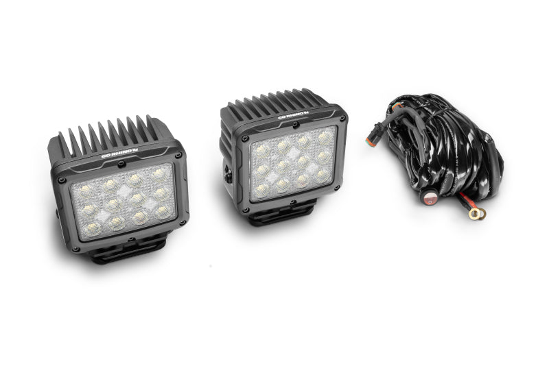Go Rhino Xplor Bright Series Rectangle SingleLED Spot Light Kit (Surface Mount) 5in. - Blk (Pair)