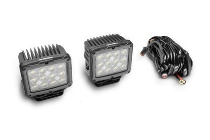 Go Rhino Xplor Bright Series Rectangle SingleLED Spot Light Kit (Surface Mount) 5in. - Blk (Pair)