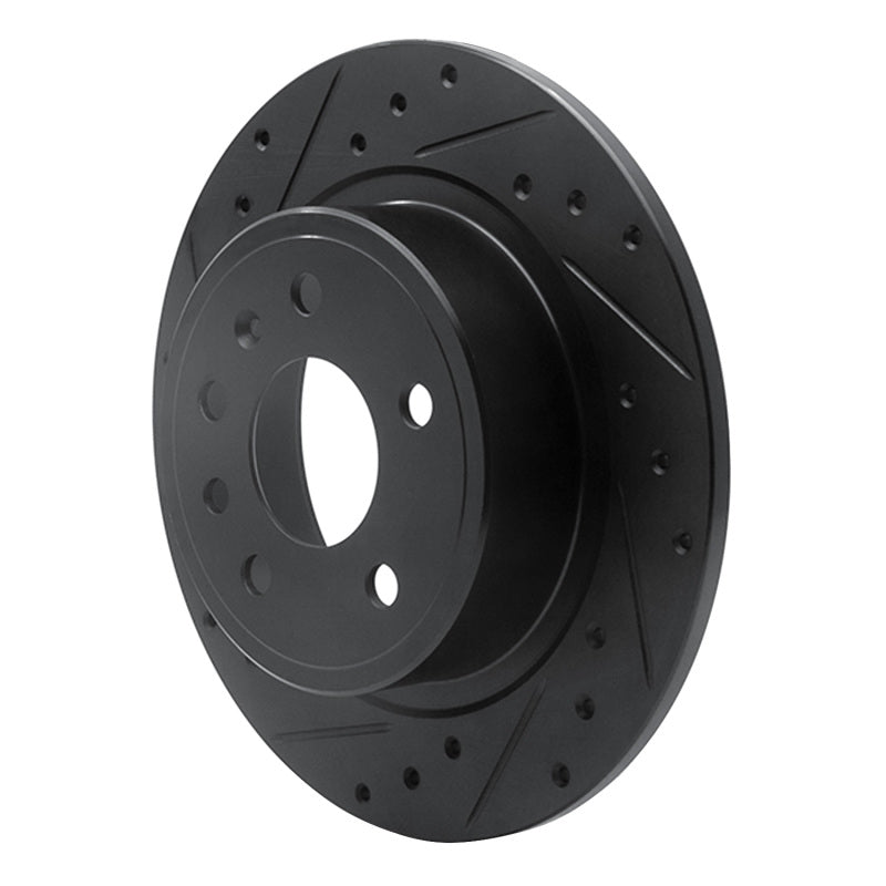 R1 Concepts R1 99-10 Saab 9-5 Rear Left Drilled & Slotted Black Brake Rotor