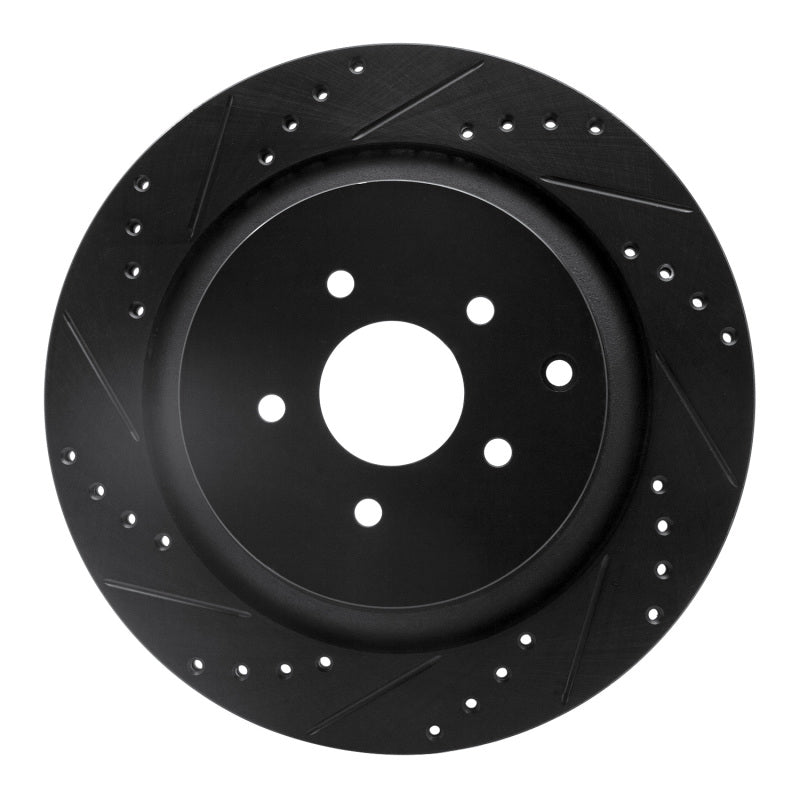 R1 Concepts R1 09-24 Infiniti Q70L Rear Left Drilled & Slotted Black Brake Rotor
