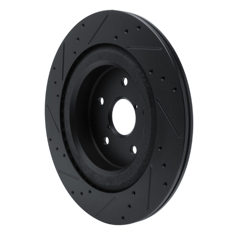R1 Concepts R1 -25 Subaru Ascent Rear Right Drilled & Slotted Black Brake Rotor