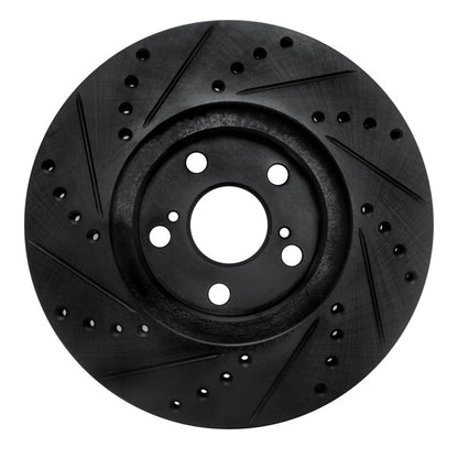 R1 Concepts R1 00-10 Pontiac Vibe Front Right Drilled & Slotted Black Brake Rotor