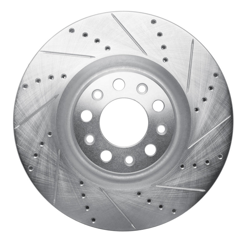 R1 Concepts R1 2017-2025 Alfa Romeo Giulia Front Right Drilled & Slotted Silver Brake Rotor