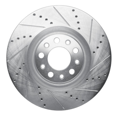 R1 Concepts R1 2017-2025 Alfa Romeo Giulia Front Right Drilled & Slotted Silver Brake Rotor
