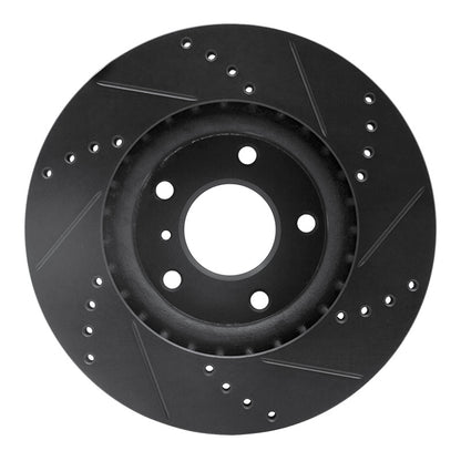 R1 Concepts R1 03-05 Infiniti G35 Front Left Drilled & Slotted Black Brake Rotor