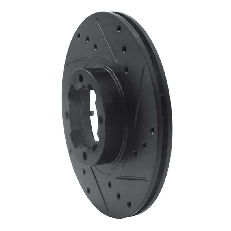 R1 Concepts R1 85-94 Subaru DL Front Right Drilled & Slotted Black Brake Rotor