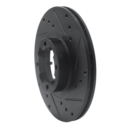 R1 Concepts R1 85-94 Subaru DL Front Right Drilled & Slotted Black Brake Rotor