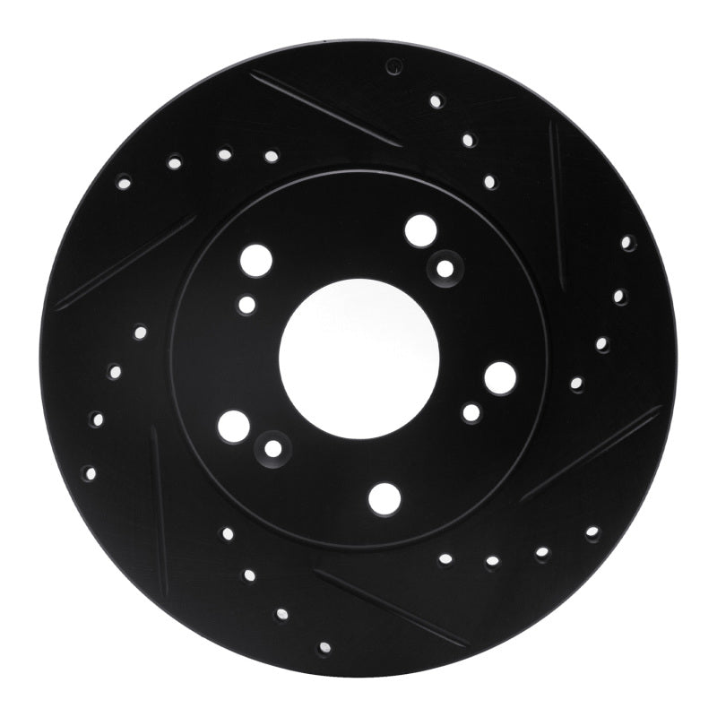 R1 Concepts R1 02-15 Acura RSX Front Right Drilled & Slotted Black Brake Rotor