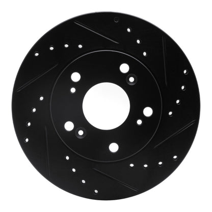 R1 Concepts R1 02-15 Acura RSX Front Right Drilled & Slotted Black Brake Rotor