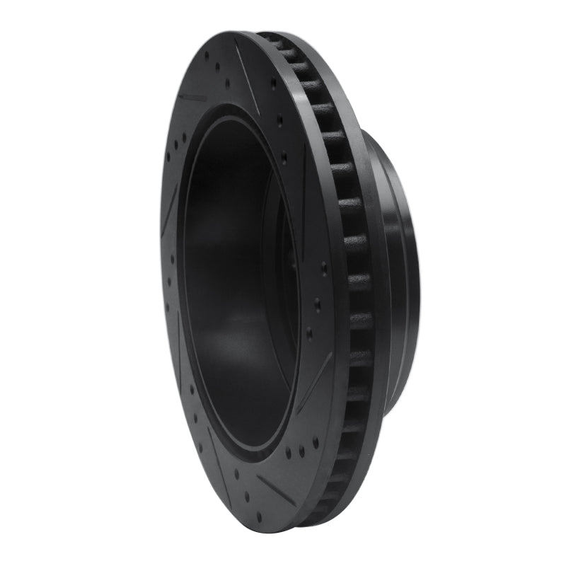 R1 Concepts R1 08-25 Ford E-150 Rear Left Drilled & Slotted Black Brake Rotor