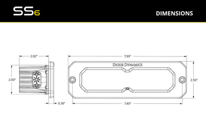Diode Dynamics SS6 Max White Flood Flush RBL (pair) 6000K