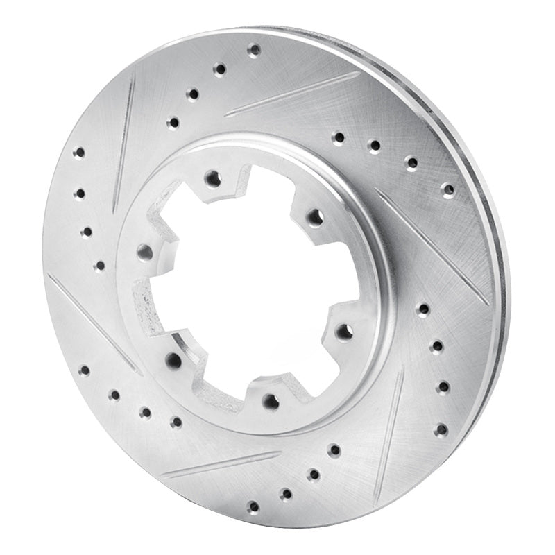 R1 Concepts R1 85-02 Nissan Pickup Hardbody Front Left Drilled & Slotted Silver Brake Rotor