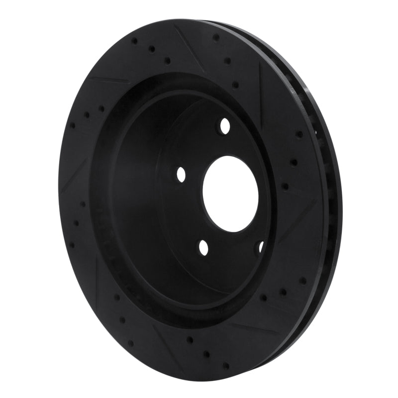 R1 Concepts R1 04-06 Dodge Ram 1500 Pickup Rear Left Drilled & Slotted Black Brake Rotor