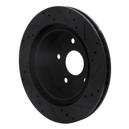 R1 Concepts R1 04-06 Dodge Ram 1500 Pickup Rear Left Drilled & Slotted Black Brake Rotor