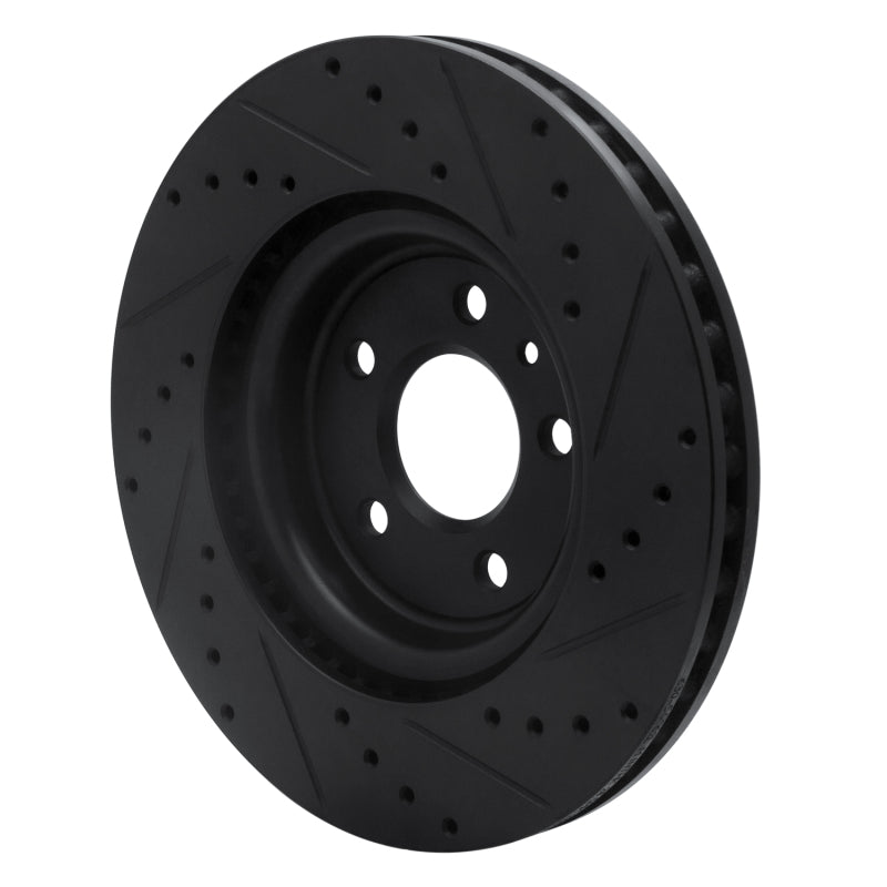 R1 Concepts R1 09-10 Ford Taurus SHO Front Left Drilled & Slotted Black Brake Rotor