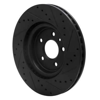 R1 Concepts R1 09-10 Ford Taurus SHO Front Left Drilled & Slotted Black Brake Rotor