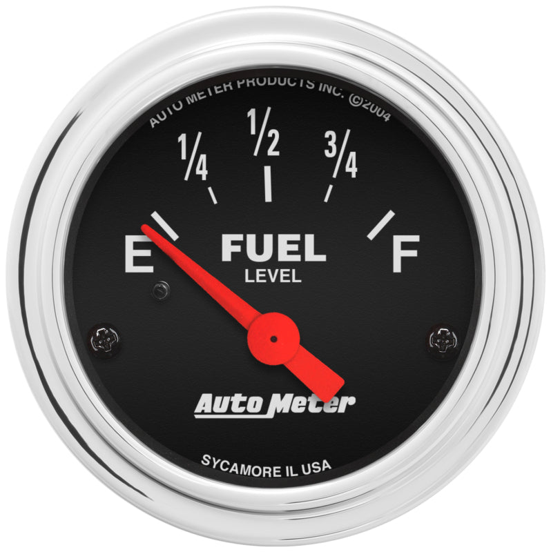 Autometer Traditional Chrome 2-1/16in 33 Ohm - 240 Ohm Full Electrical Fuel Level Gauge