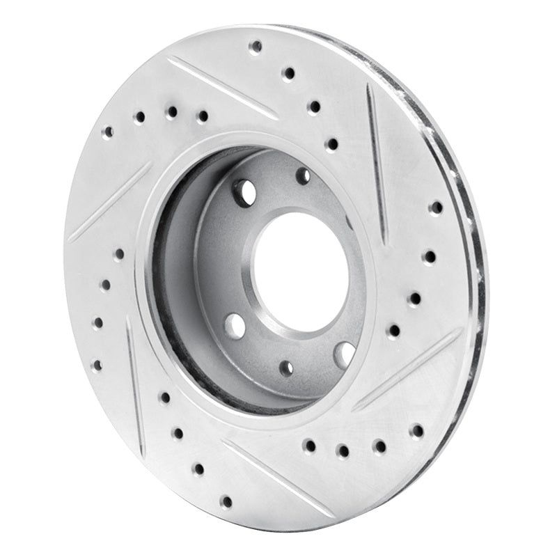 R1 Concepts R1 88-06 Nissan Sentra Front Left Drilled & Slotted Silver Brake Rotor