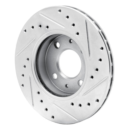 R1 Concepts R1 88-06 Nissan Sentra Front Left Drilled & Slotted Silver Brake Rotor