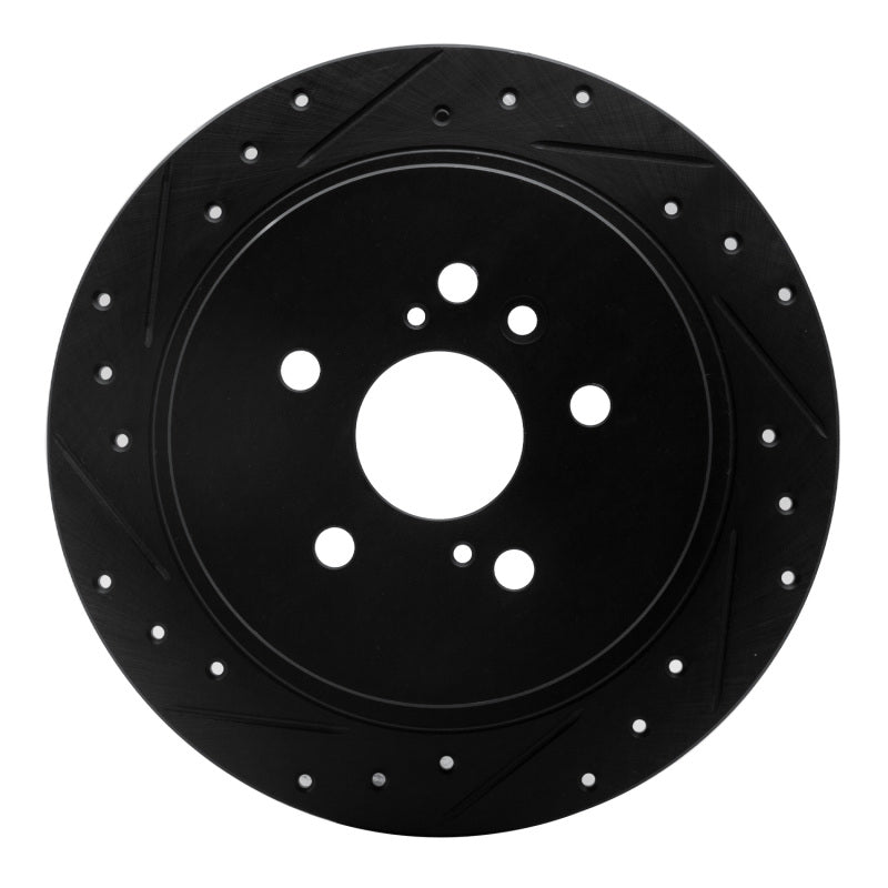 R1 Concepts R1 08-13 Toyota Highlander Rear Left Drilled & Slotted Black Brake Rotor