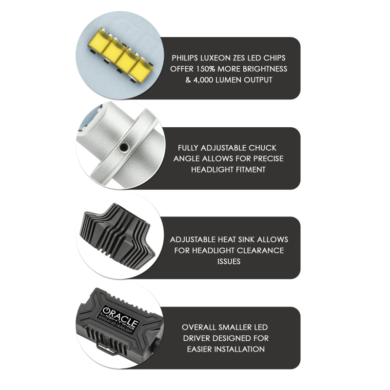 ORACLE Lighting Oracle H8 4000 Lumen LED Headlight Bulbs (Pair) - 6000K