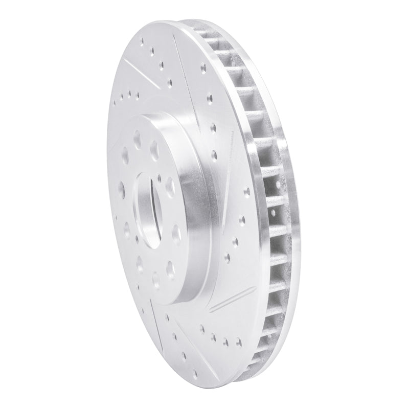 R1 Concepts R1 93-98 Toyota Supra Front Right Drilled & Slotted Silver Brake Rotor