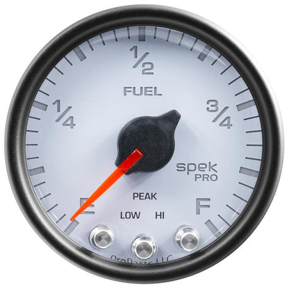 Autometer Spek-Pro Gauge Fuel Level 2 1/16in 0-270 Programmable Wht/Blk