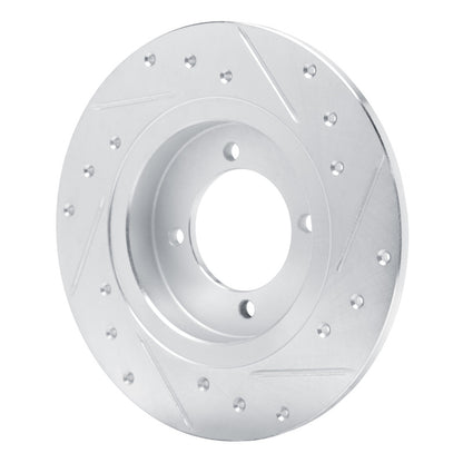 R1 Concepts R1 75-82 Nissan 210 Front Left Drilled & Slotted Silver Brake Rotor