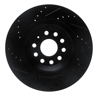 R1 Concepts R1 15-25 Volkswagen GTI Rear Right Drilled & Slotted Black Brake Rotor