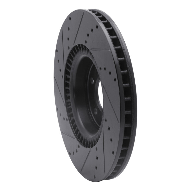 R1 Concepts R1 12-18 Audi A8 Front Right Drilled & Slotted Black Brake Rotor