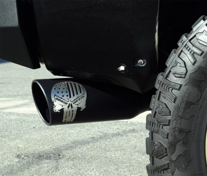 Gibson 07-17 Jeep Wrangler Sport 3.6L 2.5in Patriot Skull Series Cat-Back Dual Exhaust - Blk Ceramic