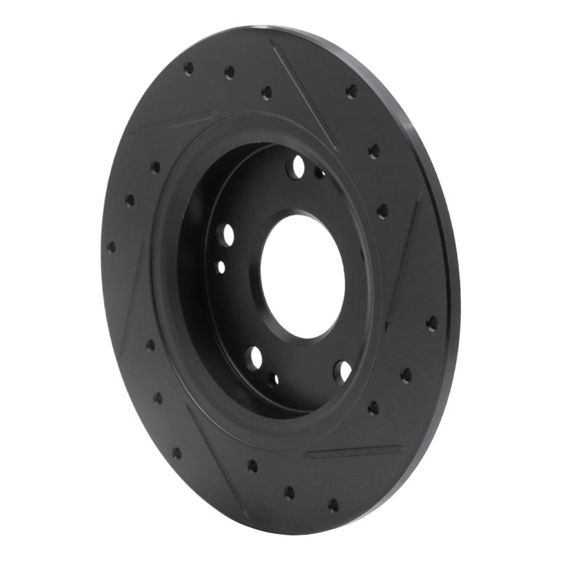 R1 Concepts R1 11-15 Honda CR-Z Rear Left Drilled & Slotted Black Brake Rotor