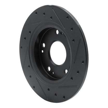 R1 Concepts R1 11-15 Honda CR-Z Rear Left Drilled & Slotted Black Brake Rotor
