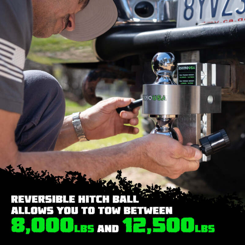 Rhino USA 6In Heavy Duty Drop Hitch - 2In (Silver)