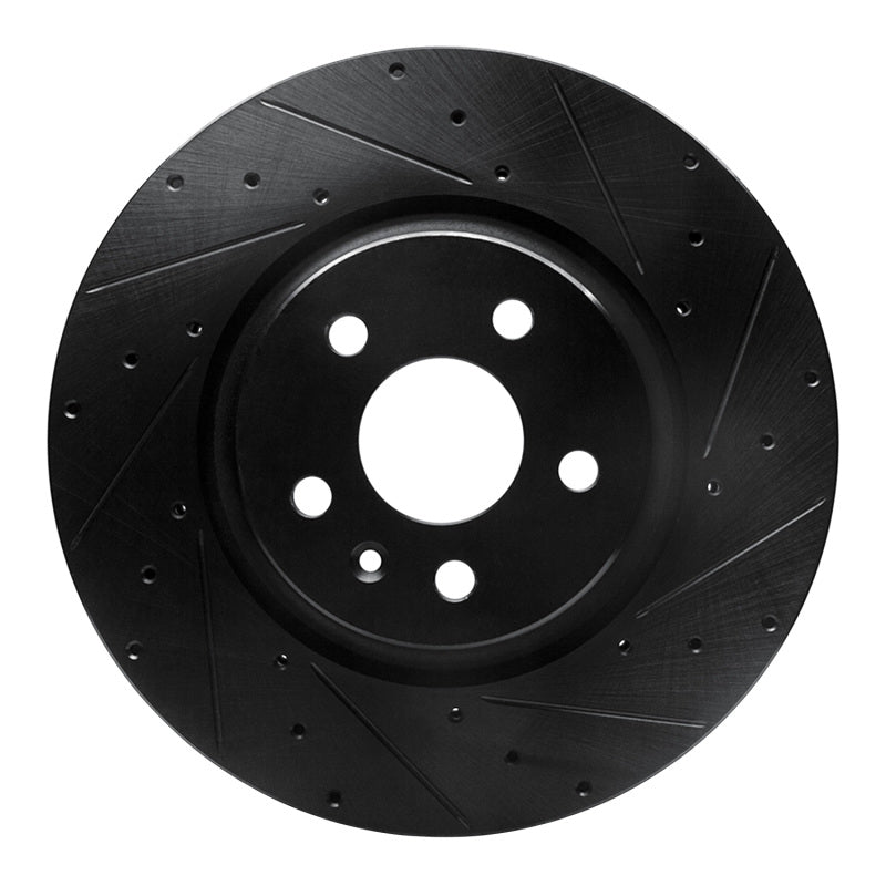 R1 Concepts R1 12-21 Tesla Model X Front Right Drilled & Slotted Black Brake Rotor