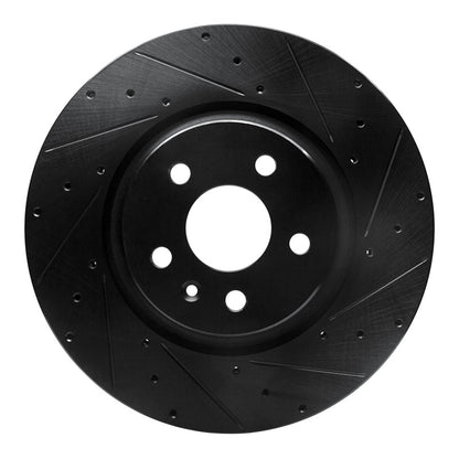 R1 Concepts R1 12-21 Tesla Model X Front Right Drilled & Slotted Black Brake Rotor