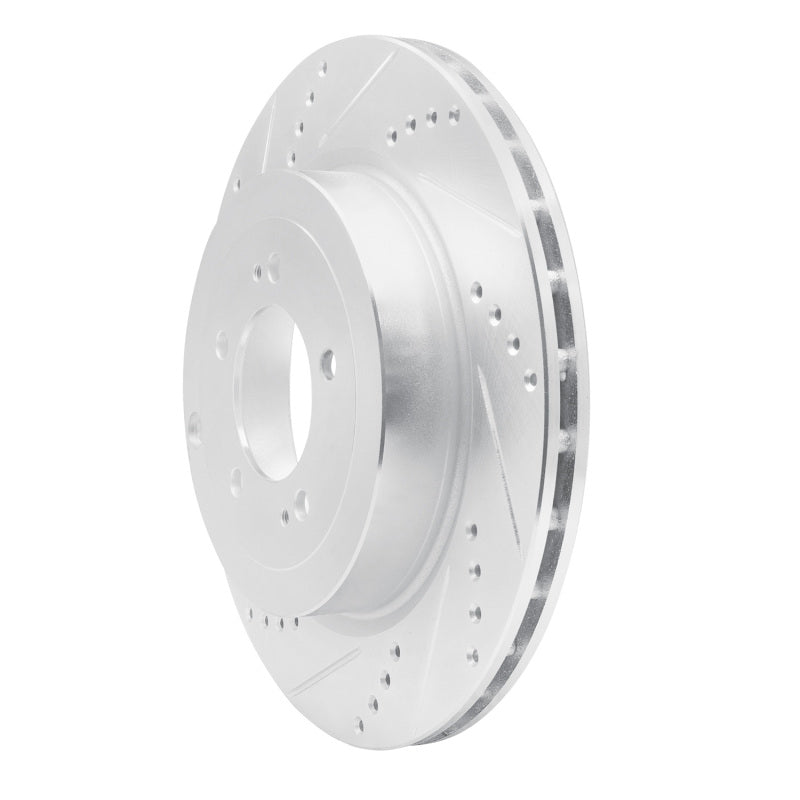 R1 Concepts R1 08-15 Mitsubishi Lancer Rear Left Drilled & Slotted Silver Brake Rotor