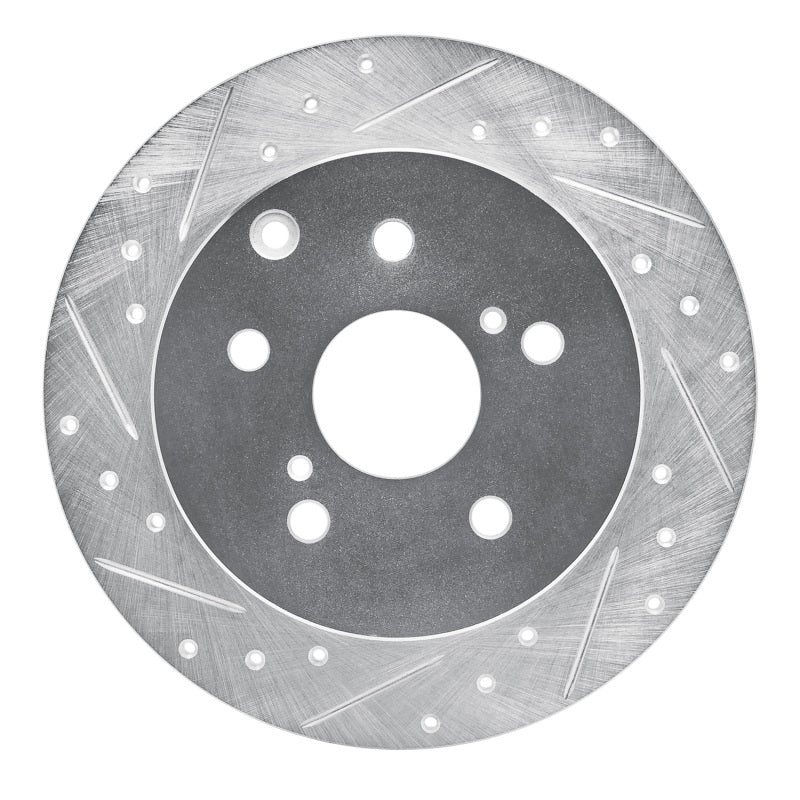 R1 Concepts R1 09-13 Pontiac Vibe Rear Left Drilled & Slotted Silver Brake Rotor