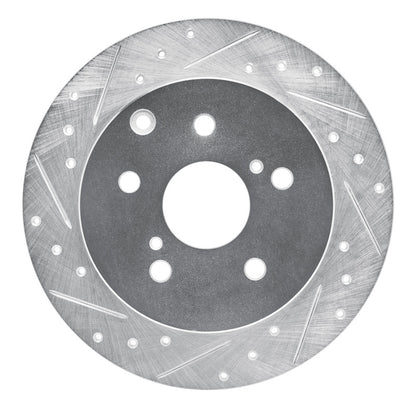 R1 Concepts R1 09-13 Pontiac Vibe Rear Left Drilled & Slotted Silver Brake Rotor