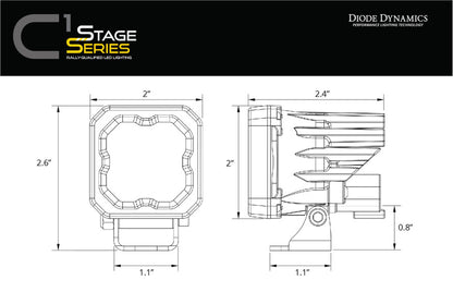 Diode Dynamics SSC1 Type FBS LED Fog Light Kit - Yellow SAE Fog