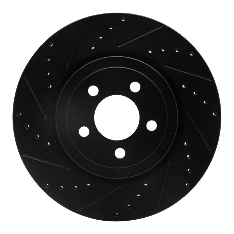 R1 Concepts R1 09-23 Dodge Challenger Front Left Drilled & Slotted Black Brake Rotor