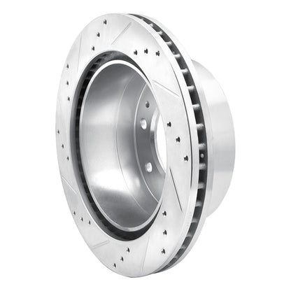 R1 Concepts R1 11-25 Chevrolet Suburban 3500 HD Rear Right Drilled & Slotted Silver Brake Rotor